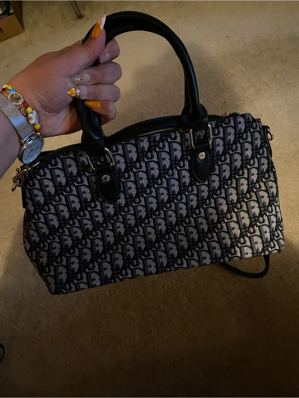 Dior Blue & Ivory the Oblique Barrel Satchel - Picture 5 of 7
